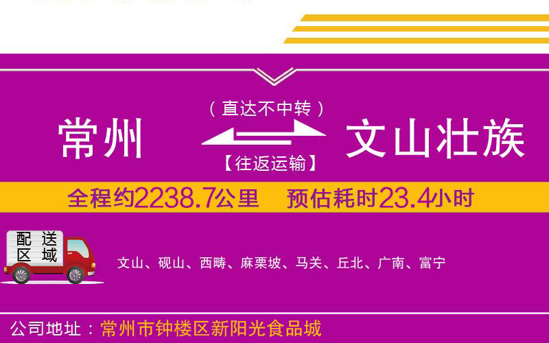常州到文山壯族苗族自治州物流公司 常州到文山壯族苗族自治州物流公司