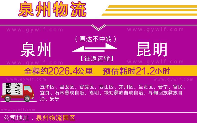 泉州到昆明物流公司 泉州到昆明物流公司