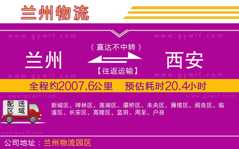 蘭州到西安物流公司 蘭州到西安物流公司