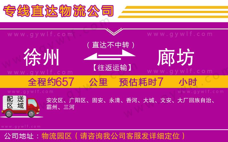 徐州到廊坊物流公司 徐州到廊坊物流公司