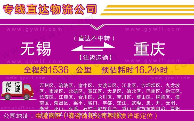無錫到重慶物流公司 無錫到重慶物流公司