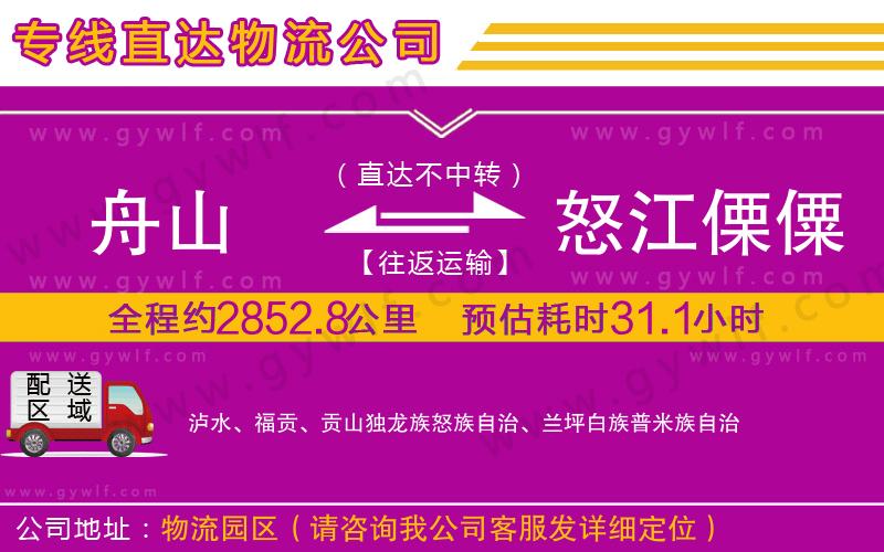 舟山到怒江傈僳族自治州物流公司 舟山到怒江傈僳族自治州物流公司