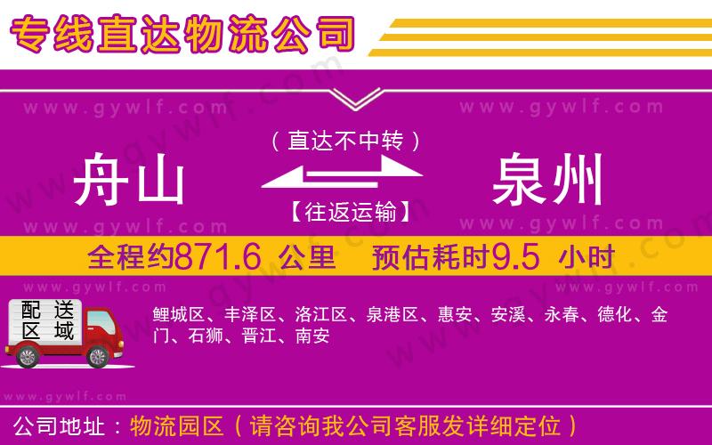 舟山到泉州物流公司 舟山到泉州物流公司