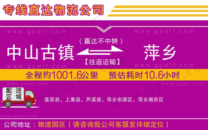中山古鎮(zhèn)到萍鄉(xiāng)物流公司 中山古鎮(zhèn)到萍鄉(xiāng)物流公司