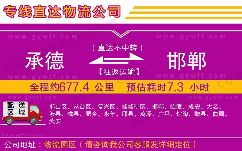 承德到邯鄲物流公司 承德到邯鄲物流公司