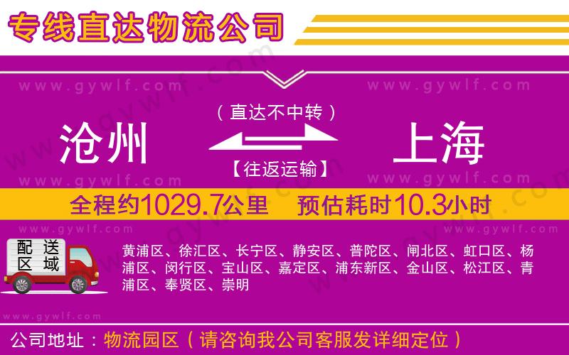 滄州到上海物流公司 滄州到上海物流公司