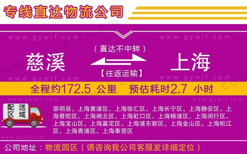 慈溪到上海物流公司 慈溪到上海物流公司