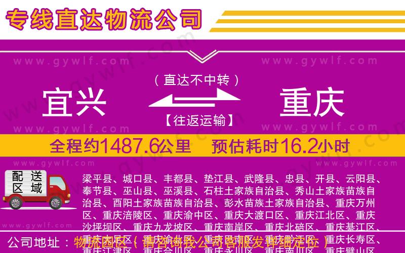 宜興到重慶物流公司 宜興到重慶物流公司