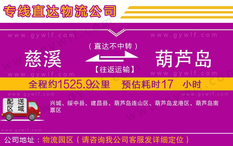 慈溪到葫蘆島物流公司 慈溪到葫蘆島物流公司