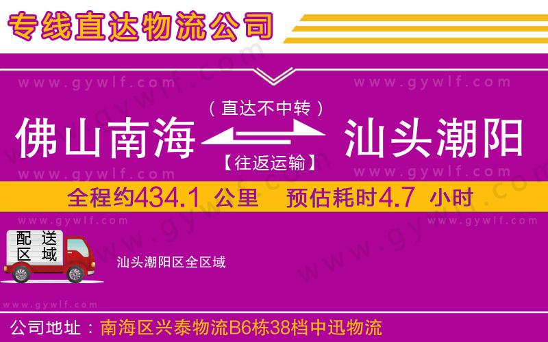 佛山南海到汕頭潮陽區(qū)物流公司 佛山南海到汕頭潮陽區(qū)物流公司