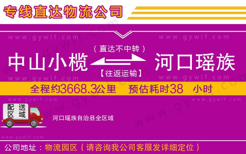 中山小欖到河口瑤族自治縣物流公司 中山小欖到河口瑤族自治縣物流公司