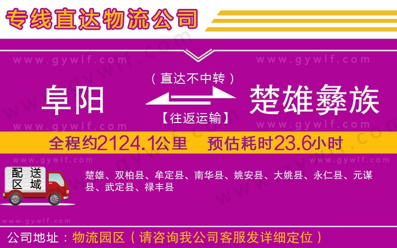 阜陽到楚雄彝族自治州物流公司