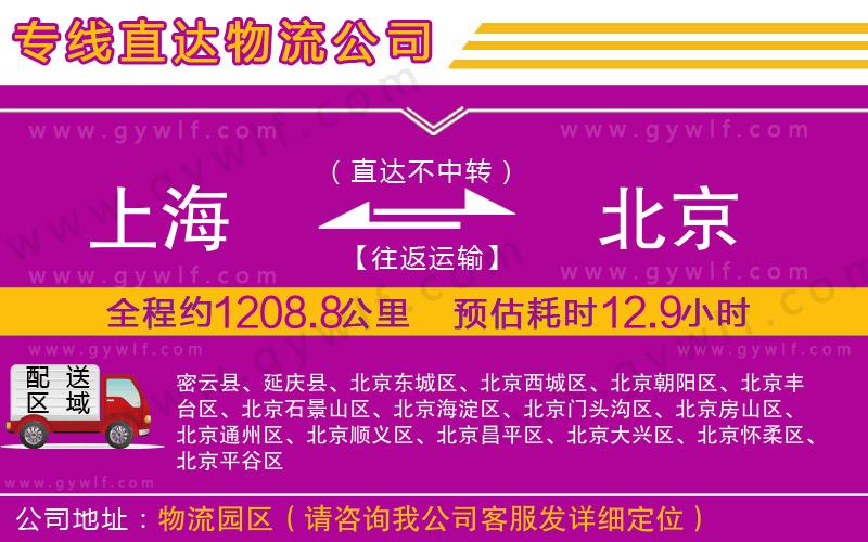 上海到北京物流 上海到北京物流