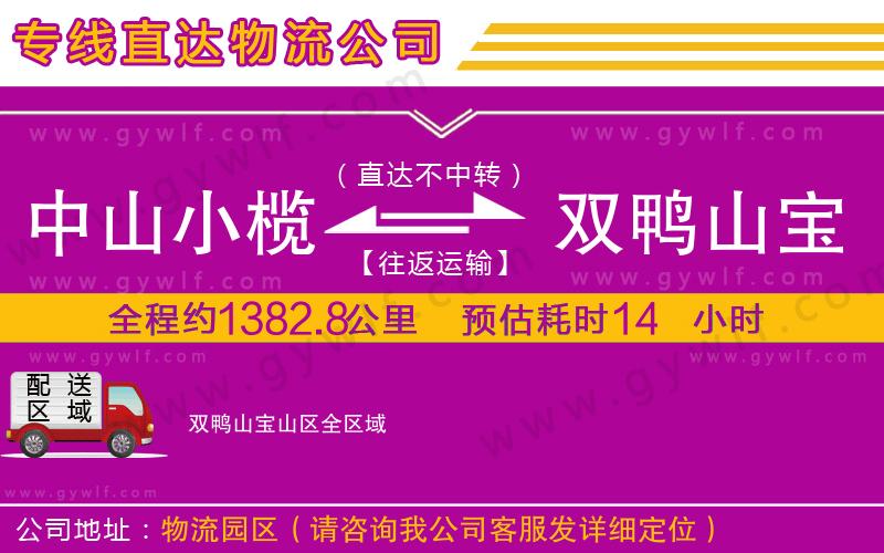 中山小欖到雙鴨山寶山區(qū)物流公司 中山小欖到雙鴨山寶山區(qū)物流公司