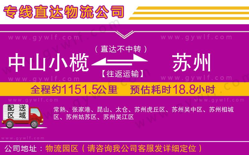 中山小欖到蘇州物流公司 中山小欖到蘇州物流公司