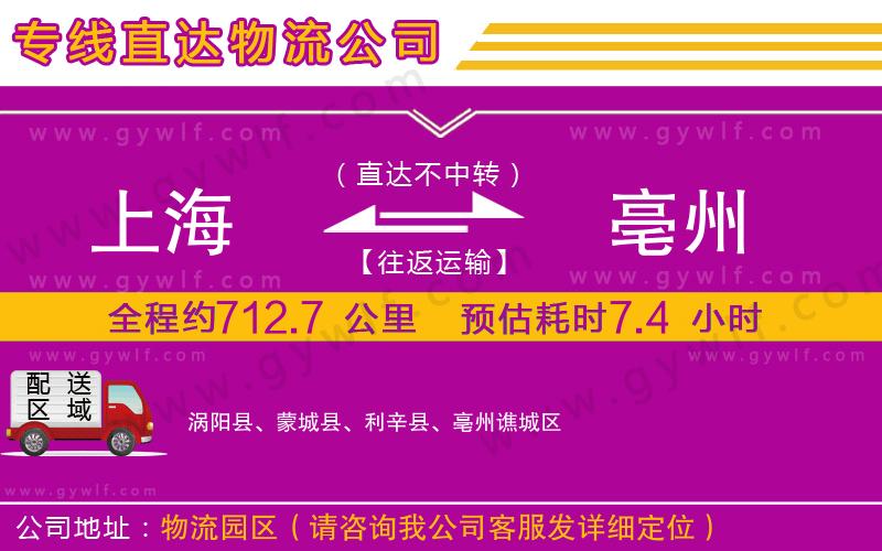 上海到亳州貨運公司 上海到亳州貨運公司