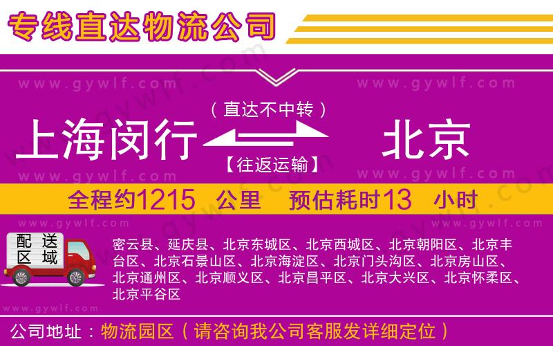 上海閔行區(qū)到北京物流公司 上海閔行區(qū)到北京物流公司