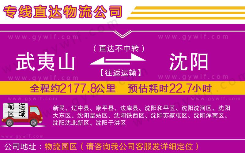 武夷山到沈陽物流公司 武夷山到沈陽物流公司