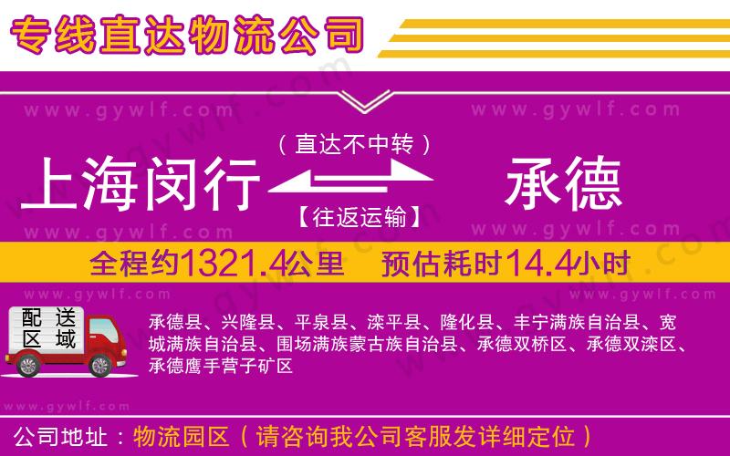 上海閔行區(qū)到承德物流公司 上海閔行區(qū)到承德物流公司
