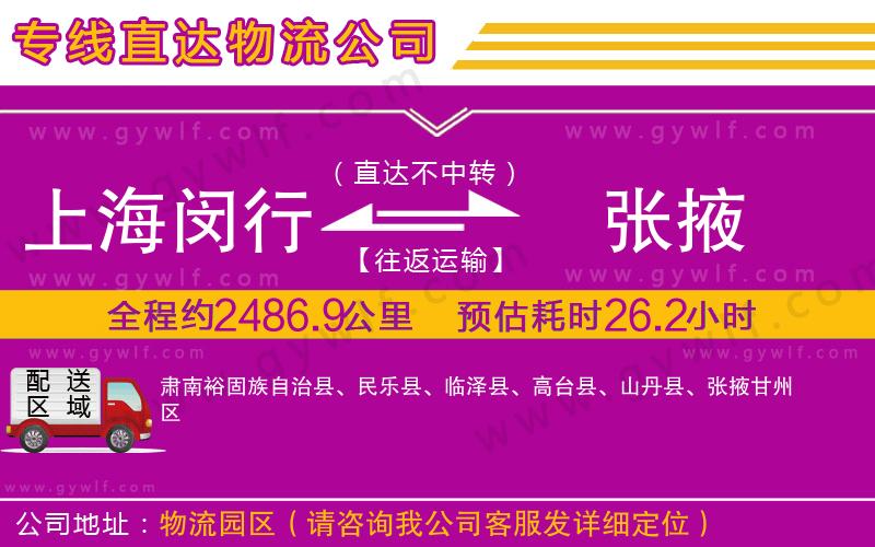 上海閔行區(qū)到張掖物流公司 上海閔行區(qū)到張掖物流公司