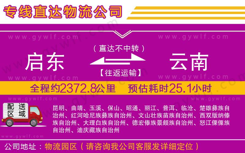 啟東到云南物流公司 啟東到云南物流公司