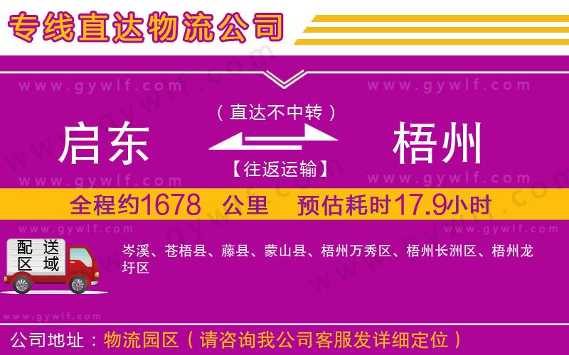 啟東到梧州物流公司 啟東到梧州物流公司