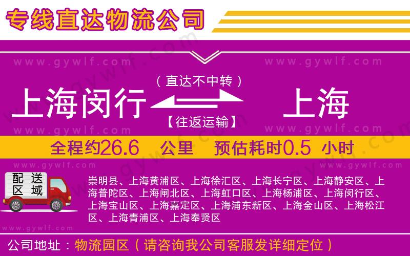 上海閔行區(qū)到上海物流公司 上海閔行區(qū)到上海物流公司