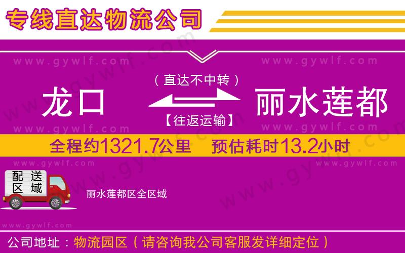龍口到麗水蓮都區(qū)物流公司 龍口到麗水蓮都區(qū)物流公司