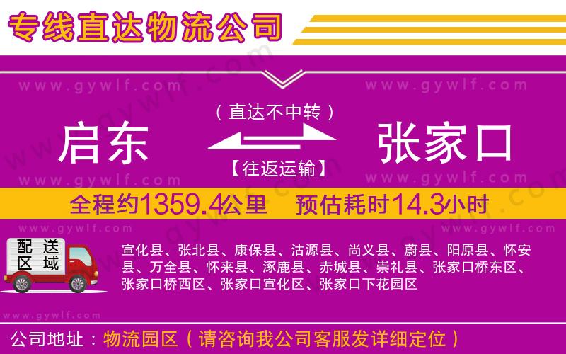 啟東到張家口物流公司