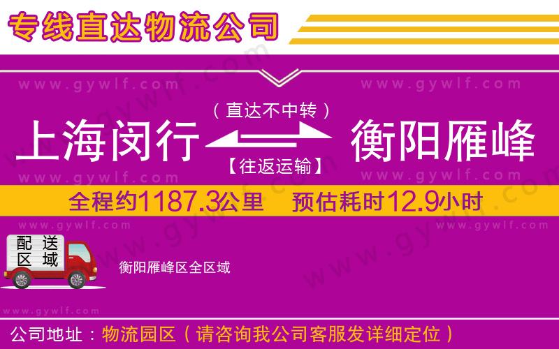 上海閔行區(qū)到衡陽(yáng)雁峰區(qū)物流公司 上海閔行區(qū)到衡陽(yáng)雁峰區(qū)物流公司