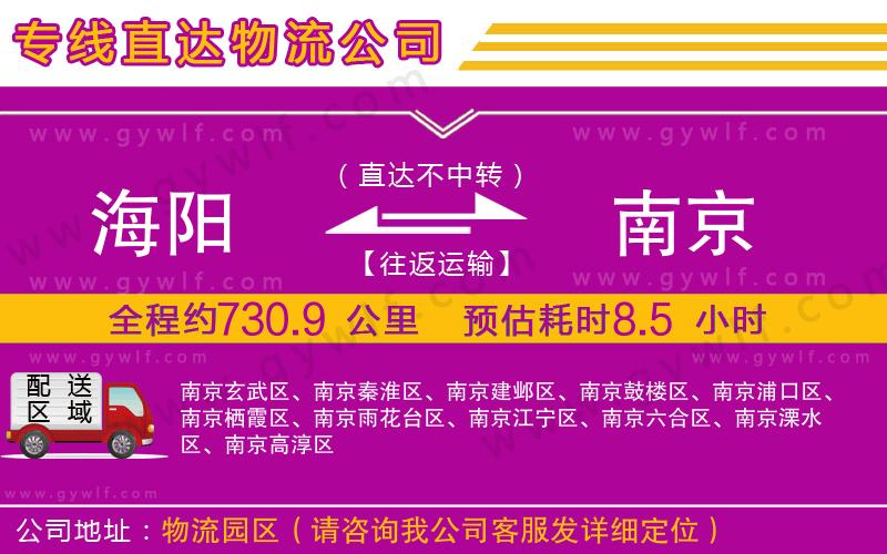 海陽到南京物流公司 海陽到南京物流公司