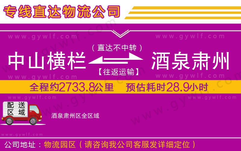 中山橫欄到酒泉肅州區(qū)物流公司 中山橫欄到酒泉肅州區(qū)物流公司