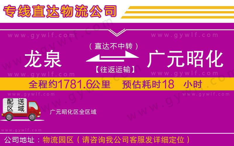 龍泉到廣元昭化區(qū)物流公司 龍泉到廣元昭化區(qū)物流公司